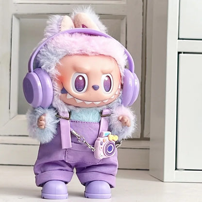 Labubu Outfit Set – Headphones, Pants, Belt & Accessories (17cm Doll Size)