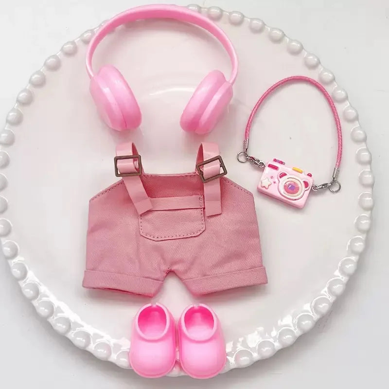 Labubu Outfit Set – Headphones, Pants, Belt & Accessories (17cm Doll Size)
