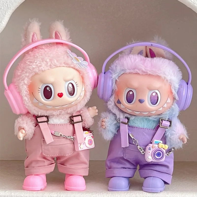 Labubu Outfit Set – Headphones, Pants, Belt & Accessories (17cm Doll Size)