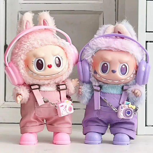 Labubu Outfit Set – Headphones, Pants, Belt & Accessories (17cm Doll Size)